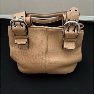 Designer "Tignanello" Genuine Tan Leather w/Silver Hardware Wrist Handle Satchel